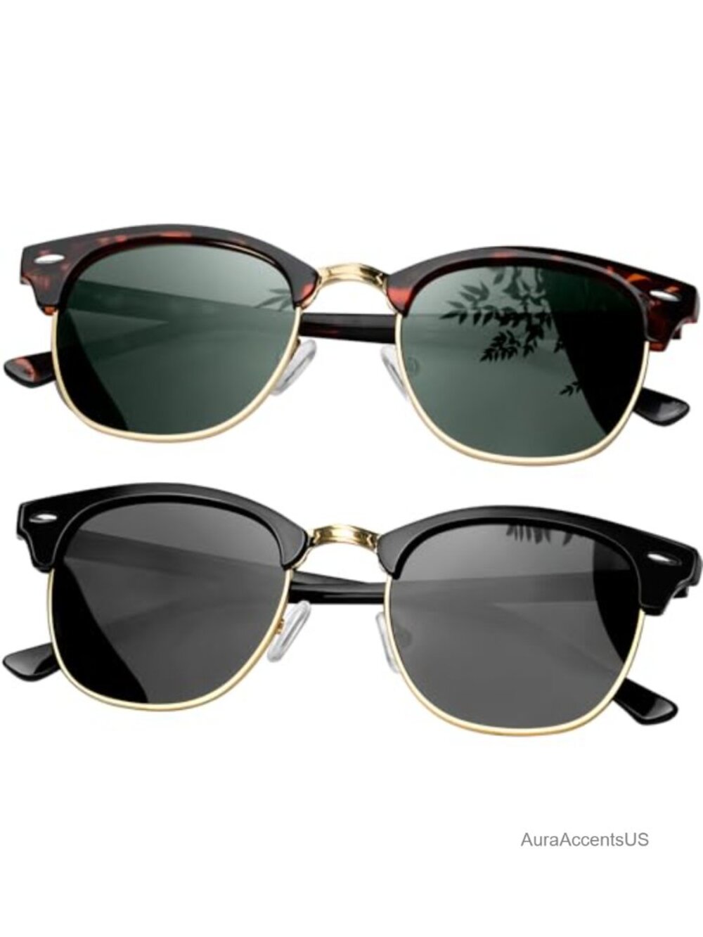 Polarized Semi Rimless Sunglasses UV400 Half Frame Browline